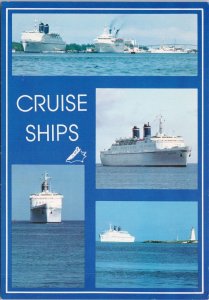 Nassau Bahamas Cruise Ships Port-Of-Call Boats Multiview Continental Postcard C9