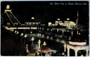 c1910s Denver, Colo White City @ Night Litho Photo Postcard CO Slide Lights A72