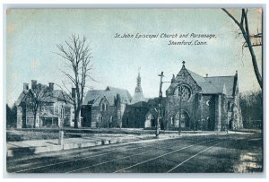 1905 St John Episcopal Church Parsonage Stamford Connecticut CT Antique Postcard 