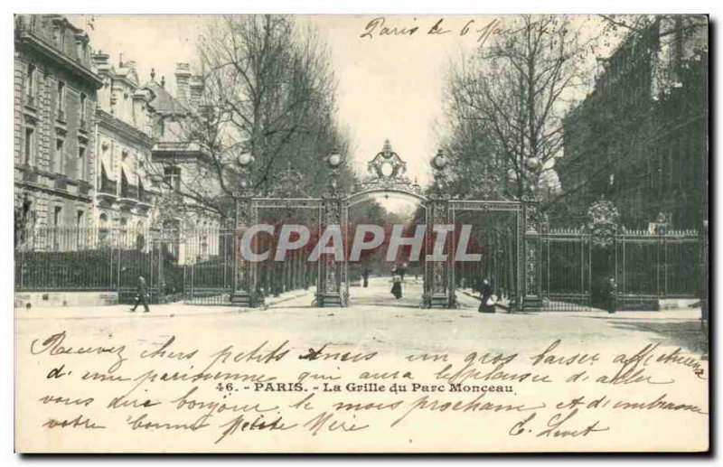 Paris Old Postcard The gate of the Parc Monceau