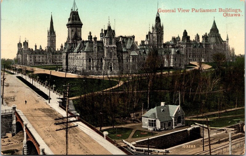 Parliament Buildings Exterior Ottawa Canada Government DB Cancel WOB Postcard 