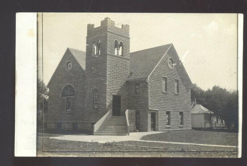 RPPC ACKLEY IOWA METHODIST CHURCH BUILDING VINTAGE REAL PHOTO POSTCARD