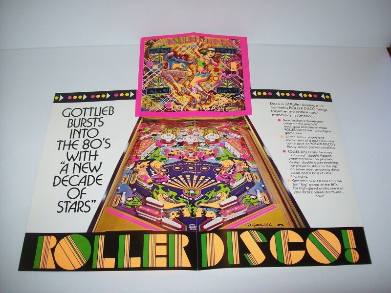 Roller Disco Pinball FLYER Original 1979 Vintage Artwork Sheet Dance Skating