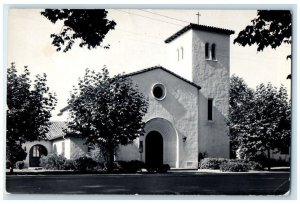 1947 Church Building Bell Tower View San Bruno California CA RPPC Photo Postcard
