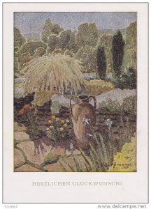 Herzlichen Gluckwunschi, Garden Scene, E. Scopmann, 20-30s