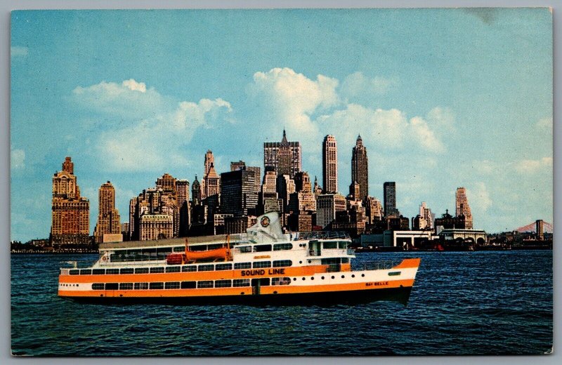 Postcard New York City NY c1960s Sound Line S.S. Bay Belle Passenger Ferry