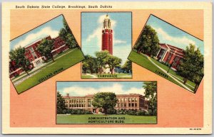 State College Brookings South Dakota SD College Union Campanile Library Postcard