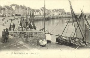 france, LE POULIGUEN, Le Port, Harbour Scene, Fishing Boats (1903) Stamp