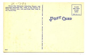 RI - West Warwick. World War Memorial