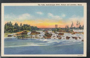 America Postcard - The Falls, Androscoggin River, Auburn & Lewiston, Maine T9952