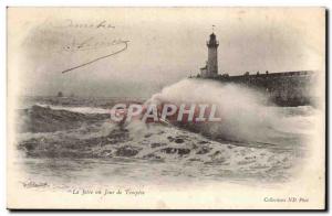 La Jetee a Day Storm - Old Postcard