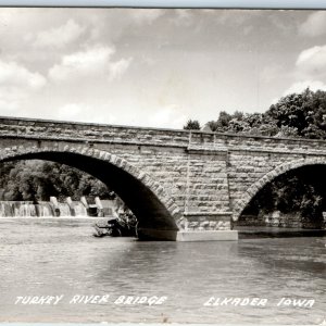 c1940s Elkader, IA RPPC Turkey River Bridge Real Photo 2 Arch Keystone PC A103