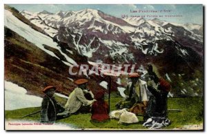 Old Postcard The Pyrenees mountains in patres Meal Dog