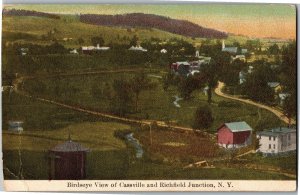 Aerial View Cassville and Richfield Junction NY c1913 Vintage Postcard T31 