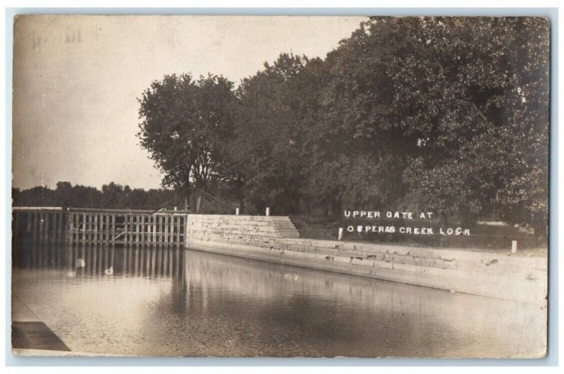 1914 Upper Gate At Coppera Creek Lock Canton Illinois IL RPPC Photo Postcard