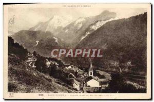 Old Postcard Village Eaux Bonnes d & # 39Aas and peak Ger