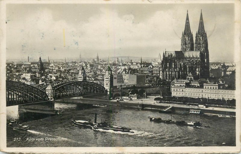 Sailing & navigation themed postcard Koln vom Pressaturm paddle steamer