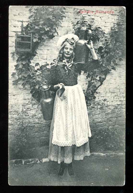 dc1834 - BELGIUM Young Flemish Woman Milk Vendor 1910s Postcard