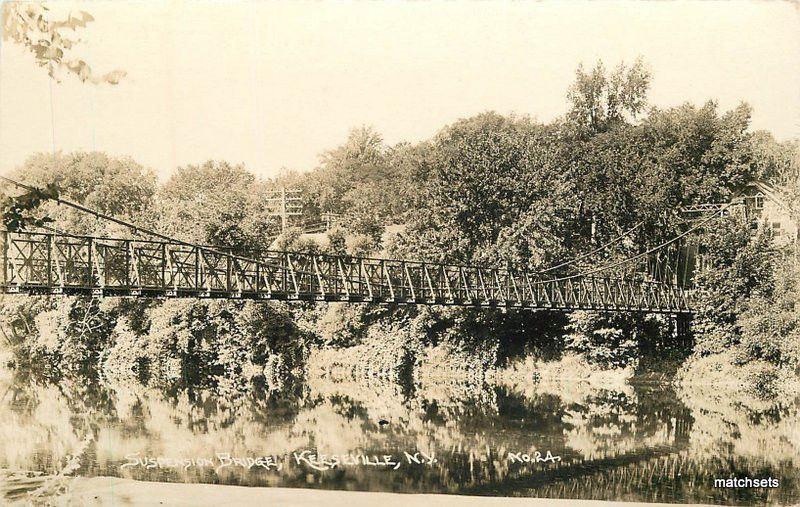 Circa 1910 Keesville New York Suspension Bridge RPPC Real photo postcard 6377