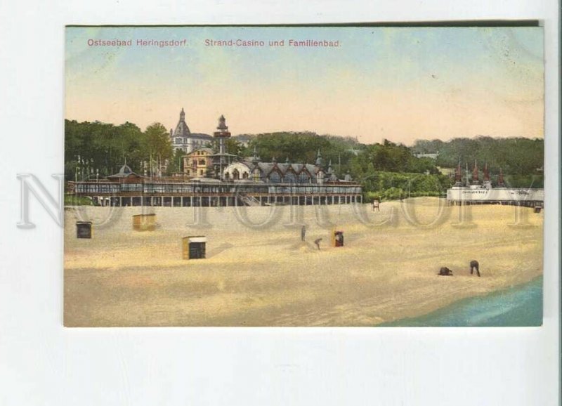 482515 Germany Heringsdorf casino and beach Vintage postcard