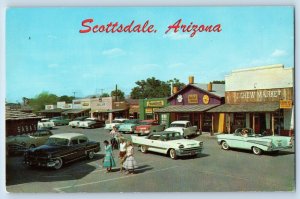 Scottsdale Arizona Postcard N Brown Street Aerial View Classic Cars 1960 Antique