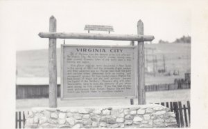 RPPC Virginia City Historical Sign Marker Virginia City Montana MT Postcard  S20