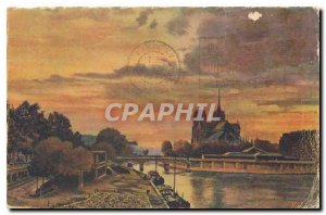 Old Postcard Paris Creposcule Notre Dame