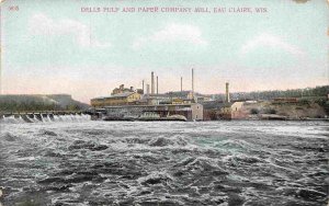 Dells Pulp and Paper Mill Eau Claire Wisconsin 1910c postcard