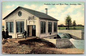 Anadarko Oklahoma~Gentlemen Leaving the Light & Water Plant~Dam~c1910 Postcard 