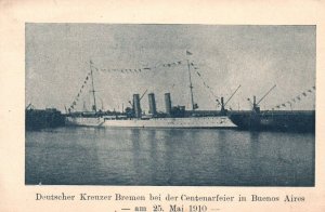 WWI Germany Imperial Navy SMS Bremen at celebration in Buenos Aires