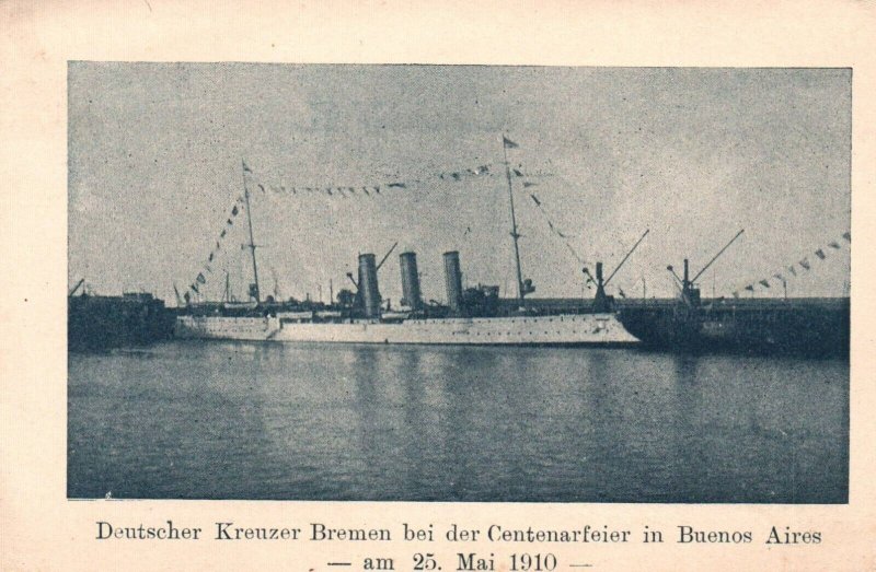 WWI Germany Imperial Navy SMS Bremen at celebration in Buenos Aires