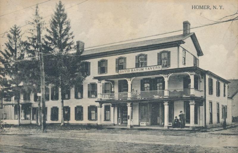 Homer Cortland County NY New York David Harum Tavern Men on Porch - pm 1913 - DB