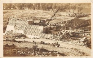 RPPC Wyman Dam Construction, Bingham, Maine Milford Baker 1929 Vintage Postcard