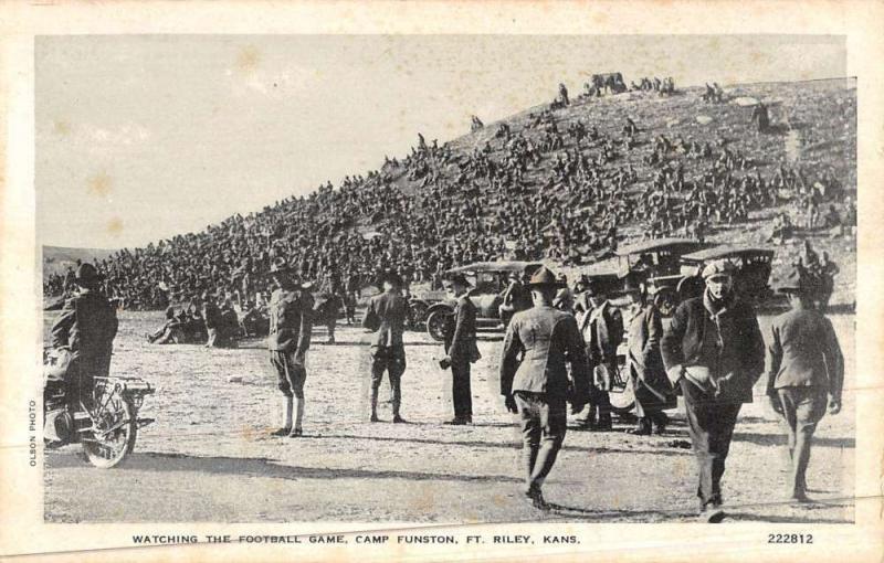 Fort Riley Kansas Football Game Military Antique Postcard K45135