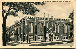 Vintage First Christian Church Mount Carmel Illinois IL Postcard