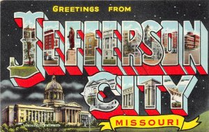 Jefferson City Missouri 1940s LARGE LETTER Greetings Postcard