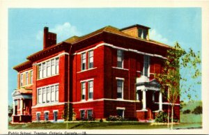 Postcard ON Trenton Public School Brick Building 1940s K48