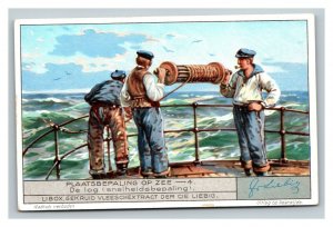 Vintage Liebig Trade Card - Dutch - 3 of The Navigation at Sea Set