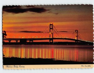 Postcard Mackinac Bridge, Evening, Michigan