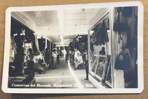 VINTAGE UNUSED RPPC POSTCARD - MARKET TRADES, MATAMOROS, TAMAULIPAS, MEXICO