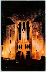 Postcard View at Night of Saint Benedict's Church at New Subiaco Abbey Arkansas