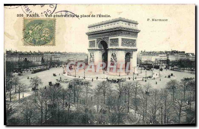 Old Postcard Vue Generale Paris to the Place de L Etoile