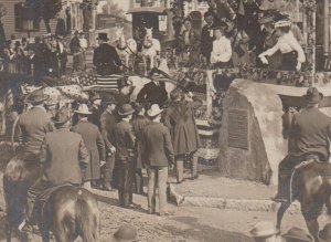 Freeport ILLINOIS RPPC 1903 DEDICATION Boulder LINCOLN-DOUGLAS DEBATE Roosevelt