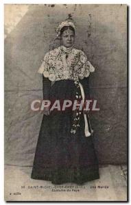 Saint Michel Chef Chef Old Postcard A married country Costume TOP (folklore c...