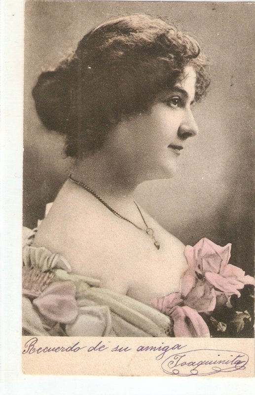 A pretty, sweet lady Nice old  vintager, antique postcard