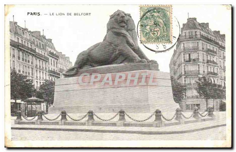 Paris - 14 - The Lion of Belfort Old Postcard