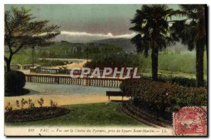 Old Postcard Pau View Chaine des Pyrenees taken from Saint Martin Square