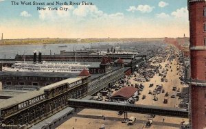 New York City New York West St. & North River Piers, Color Lithograph PCU12737