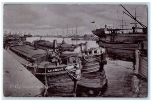 c1940's Boat Alexandra Dock Hull Yorkshire England Silverette Tuck Art Postcard