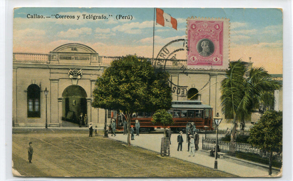 Correos Telegrafo Post Office Telegraph Callao Peru 1919 postcard